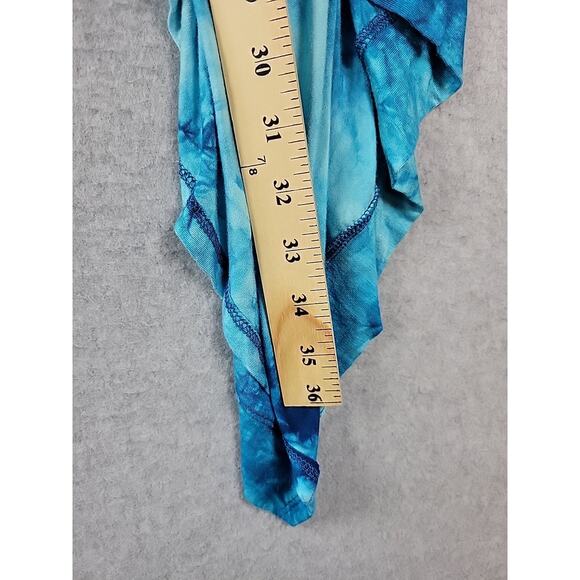 Lock & Love Aqua Blue Tie Dye Open Trapeze Cardigan Women's Plus 3XL Stretch - Picture 8 of 12